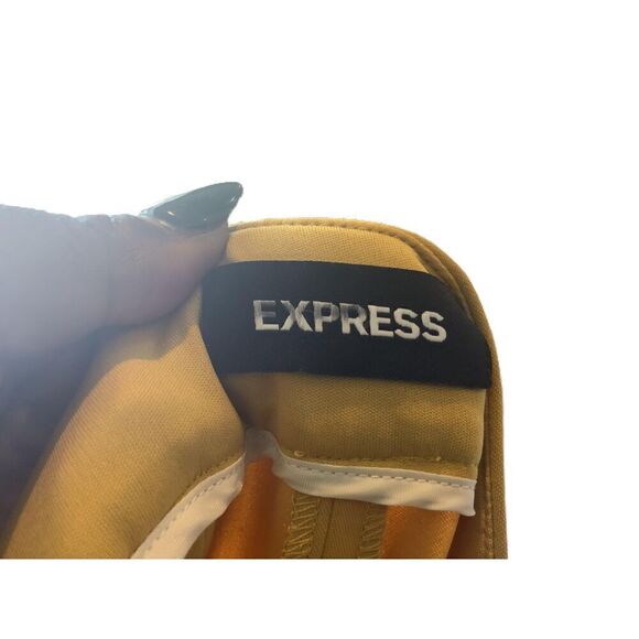 Express Yellow High-Waist Front-Seam Solid Flared Trousers Size Small - Picture 11 of 15